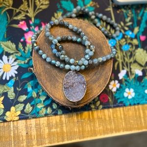 Amethyst and Quartz Lariat necklace. Originally $350. Handmade locally.